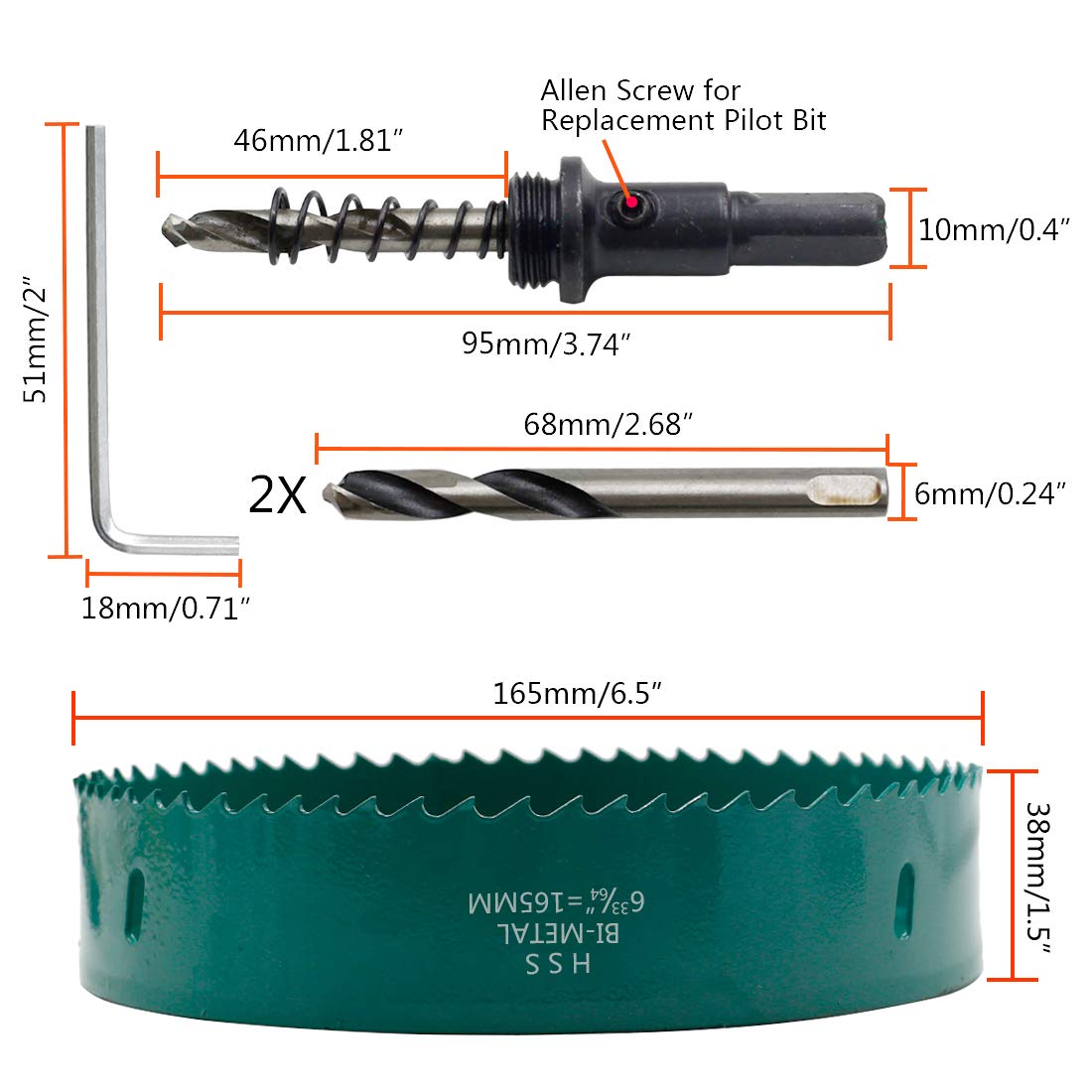 165mm/6.5" Hole Saw BI-Metal Heavy Duty Hole Cutter for Wood Cornhole Boards Plastic Drywall Fiberboard - Image 6