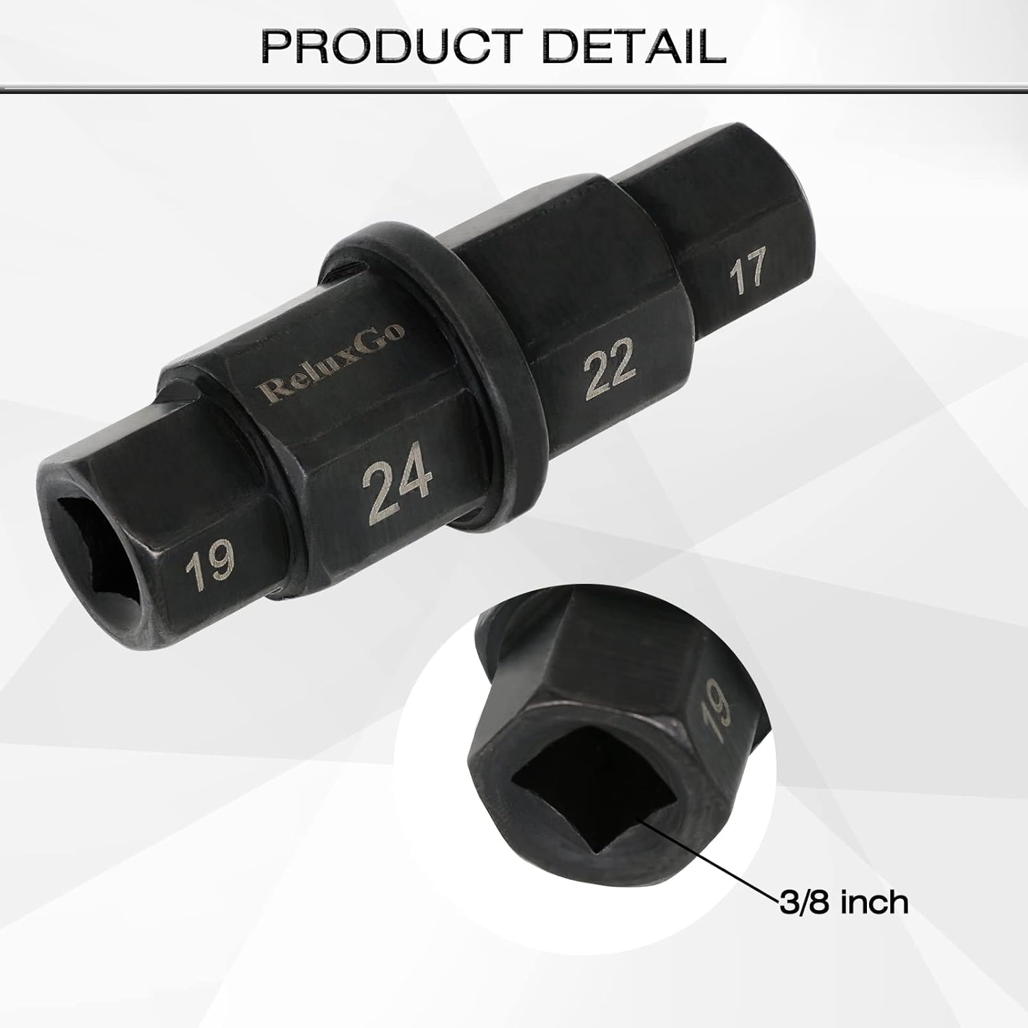 ReluxGo Motorcycles Hex Axle Tool steady Hex Bit Socket Set Black Spindle Socket Adapter Tool 17mm,19mm,22mm,24mm with Gloves, 6 in 1 (4 in 1) - Image 3