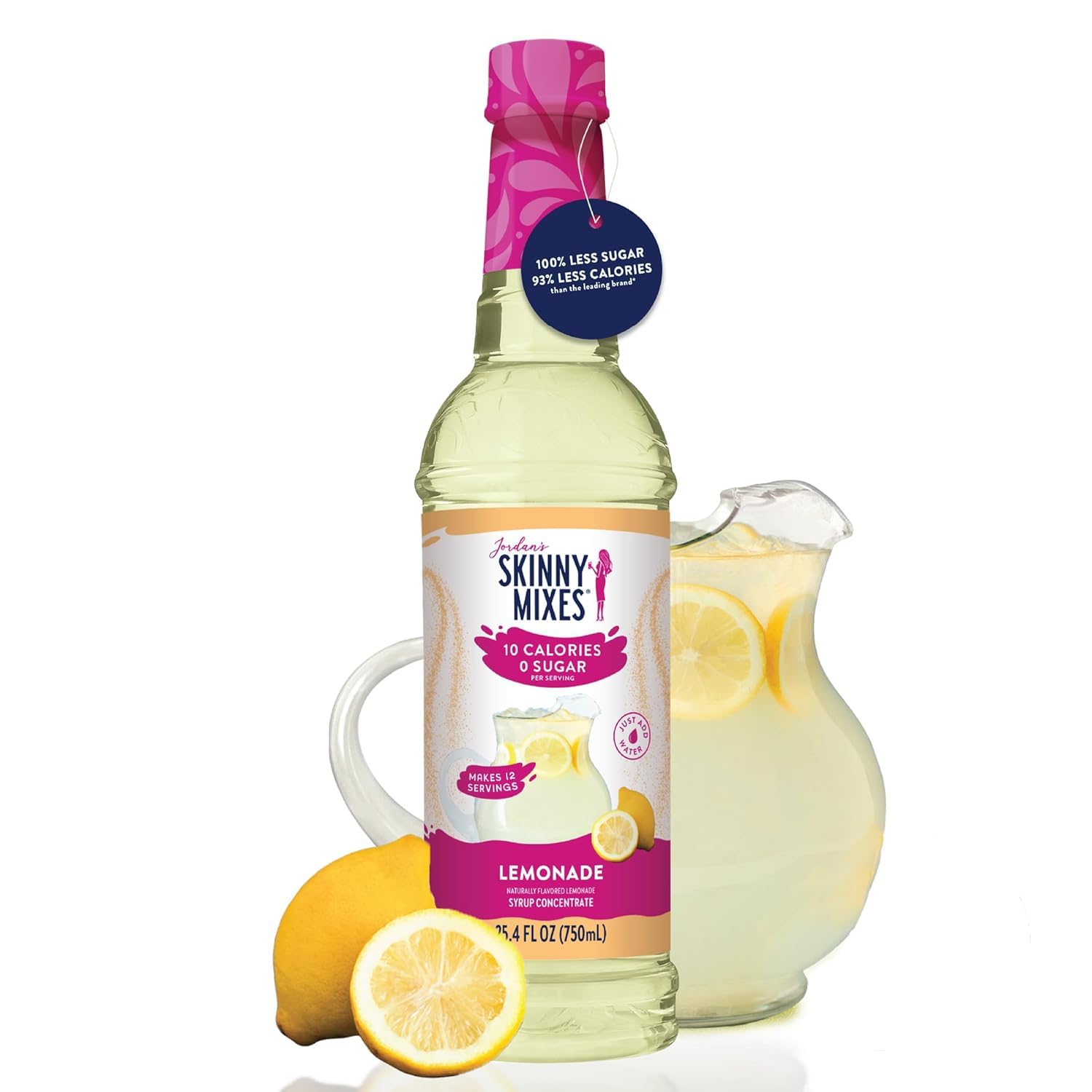 Jordan's Skinny Mixes Sugar Free Syrup, Lemonade Flavor, Fruit Flavored Water Enhancer, Drink Mix for Iced Tea, Lemonade, Drinks, Low Calorie Water Flavoring, Dairy & Gluten Free, Kosher, 25.4 Fl Oz, 2 Pack - Image 3