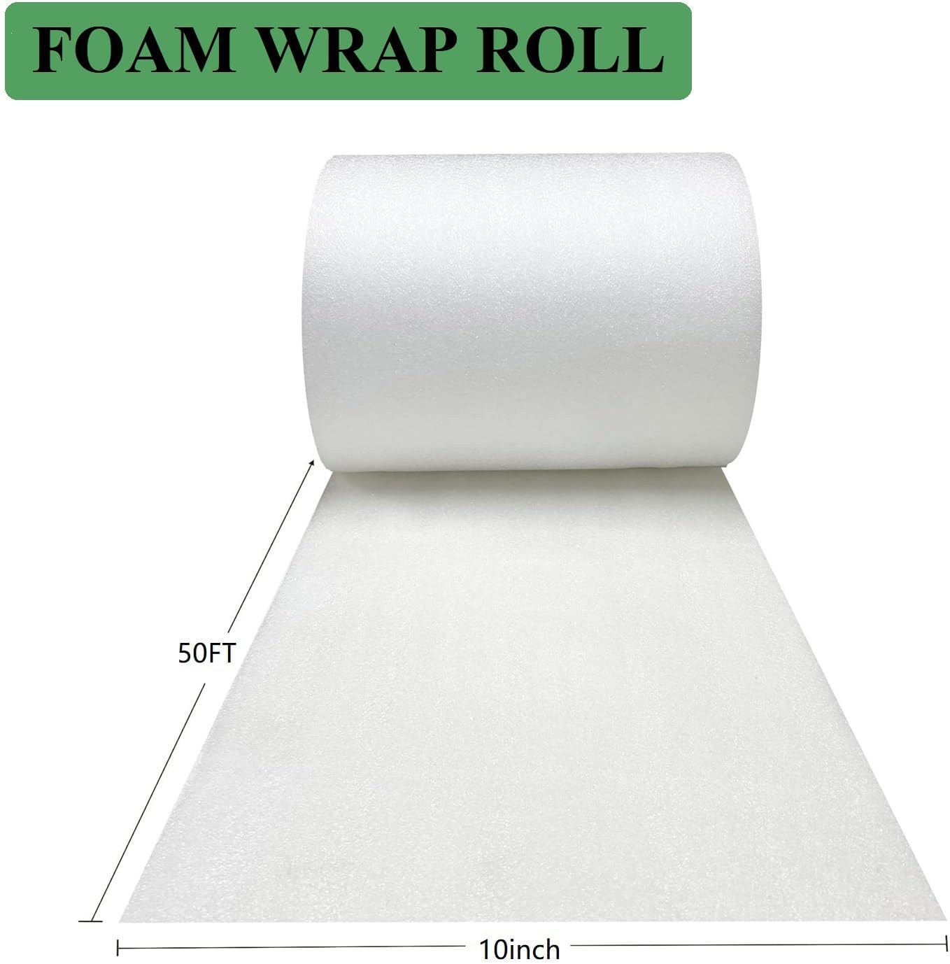 Foam Wrap Roll 10 Inch Wide x 50 FT Length Packing Foam Roll for Moving Supplies and Protection for Fragile, Cushioning Foam Packing Sheets for Wrapping Dish Packing Material - Image 2