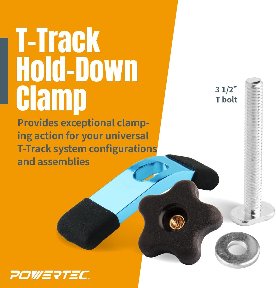 POWERTEC 71082 T-Track Mini Hold-Down Clamp, 3-5/8" L x 3/4" W - Image 2
