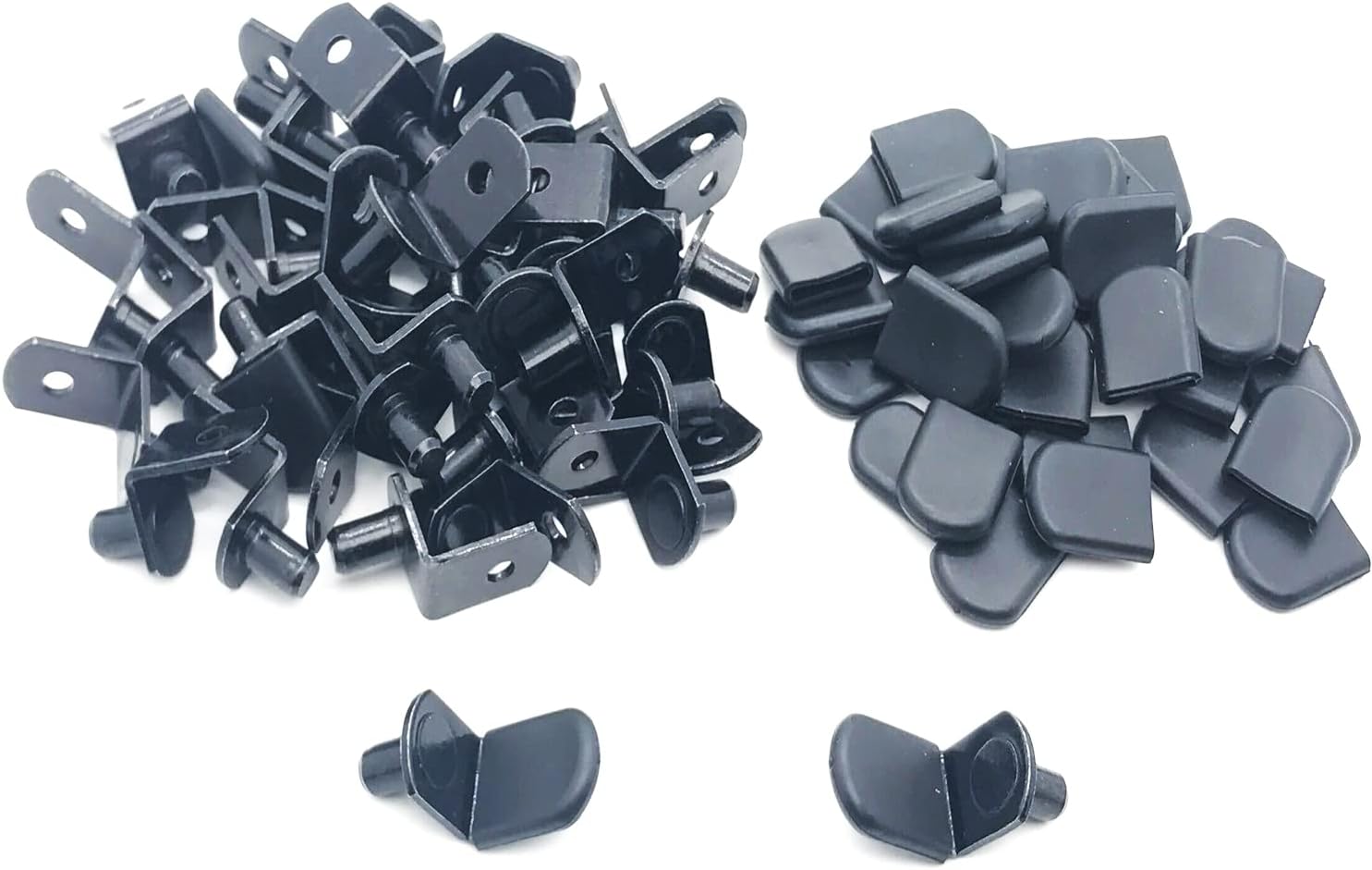 Shelf pins, 40pcs L-Shaped Clips 1/4 Inch Shelf Support Pegs for Glass Supports, with Rubber Sleeve Black - Image 5