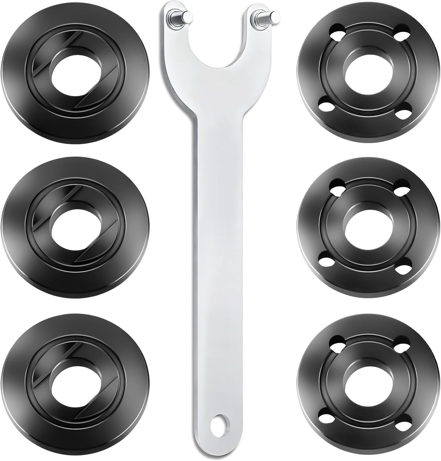 7PCS IALTMEI Angle Grinder Nut & Angle Grinder Wrench Set, Premium 5/8-11 Flange Metal Lock Nut, Compatible with Dewalt, Milwaukee, Makita1, Metabo, Bosch, Ryobi, Black Decker 4.5" 5" Grinder Parts
