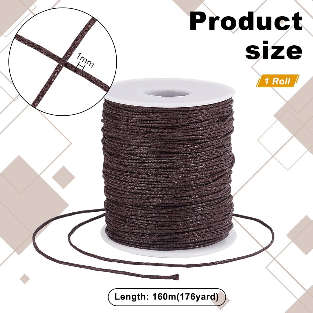 PH PandaHall 1mm Waxed Cord,100 Yards Waxed Cotton Cord Dark Brown Waxed Thread Beading String Waxed Craft String for Bracelet Necklace Jewelry Waist Beads Making Crafting Beading Macrame - Image 2