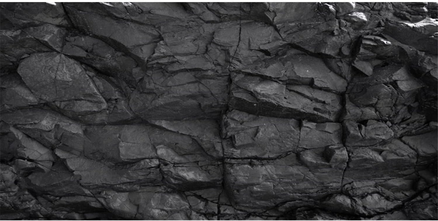 AWERT 72x18 inches Stone Aquarium Background Black Rock Fish Tank Background Rocky Terrarium Background Vinyl