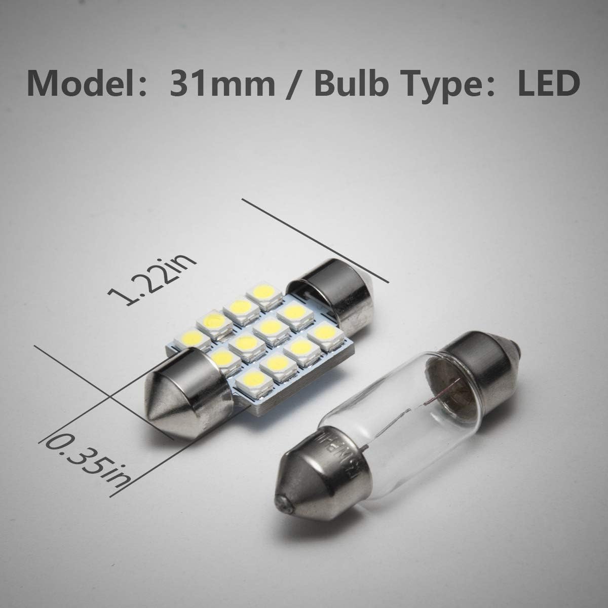 Marsauto DE3175 31mm LED Interior Dome Light Map Bulb Door Courtesy for Car 1.22inch DE3021 DE3022 Festoon Bulbs White Pack of 4 - Image 3