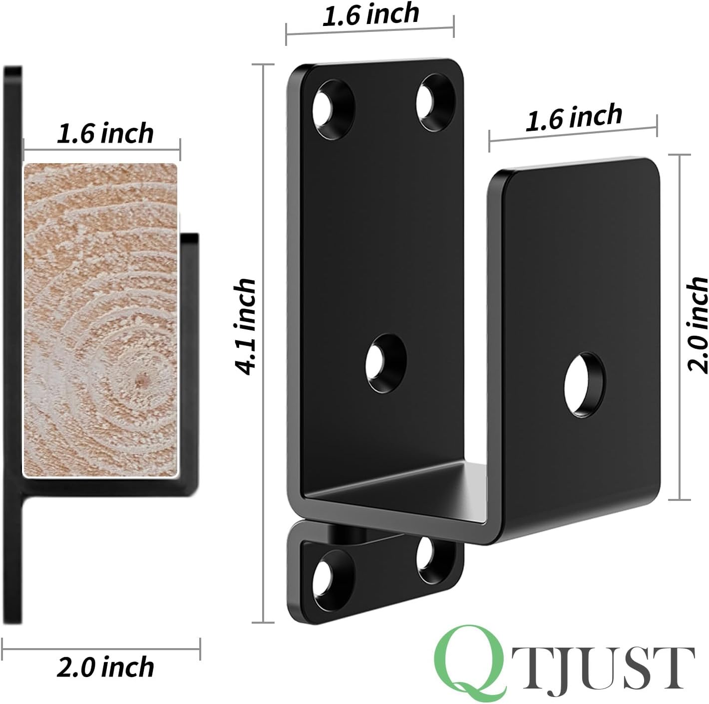 2Pcs 2x4 Door Barricade Brackets ,Heavy Duty Door Security Bar ,Drop Open Bar Holder Steel U Bracket, Bracket for Home Security,Door Brace, Home, Garage, Barn, Shed - Image 4