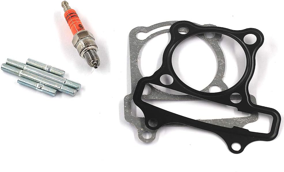 Trkimal GY6 150cc Cylinder Head Assembly Valves(57.4mm) for 157QMJ Engine Scooter Moped ATV Go Kart Quad (Non EGR Type) Together with Gaskets, Spark Plug and 4 Studs - Image 5