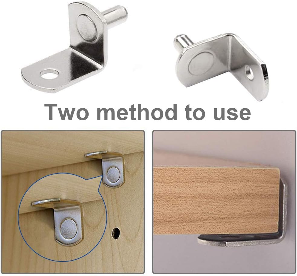 "50 Pcs 6mm Shelf Pins, L-Shaped Nickel Plated Shelf Support Pegs with Hole for Cabinet, Bookcase, Closet, Kitchen Furniture - Durable Metal Bracket Holders". - Image 4