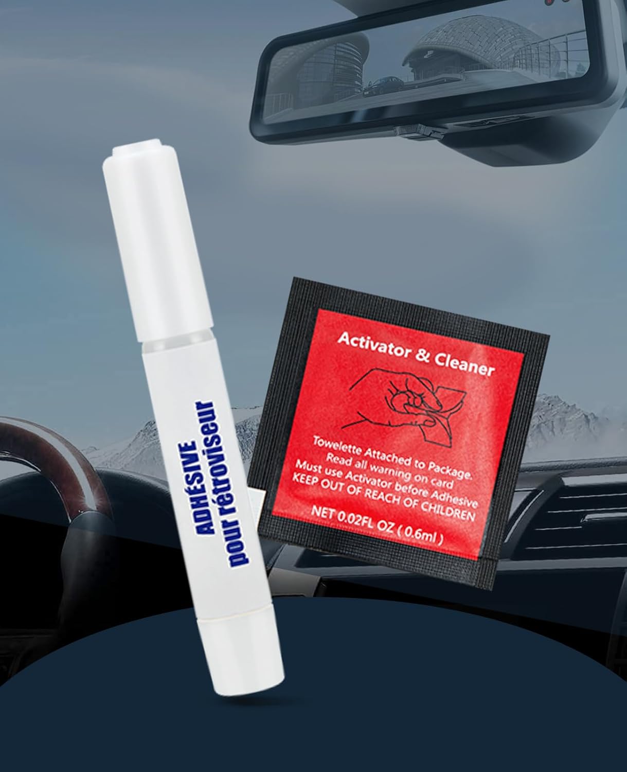 Visbella Rearview Mirror Adhesive Repair Kit Rear View Mirror Glue for Windshield Excellent Bonding for Glass & Metal - Image 5