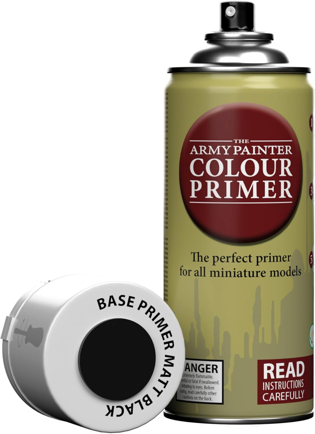 The Army Painter Base Primer Matt Black, 400 mL Acrylic Spray Primer, Spray Paint Basecoat for Miniature Priming, Tabletop Roleplaying, Boardgames, and Wargames Miniature Modelling