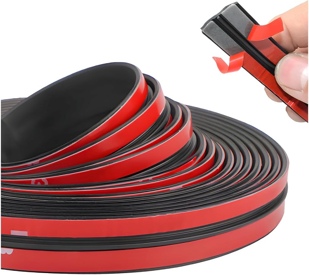 BESULEN 26 Ft Car Windshield Weather Stripping, T Shape 14mm+19mm As a Set, Adhesive Rubber Seal Strip, Auto Sunroof Sealing Gasket, Front Rear Windshield Trim Leak Sound Proofing Weatherstrip