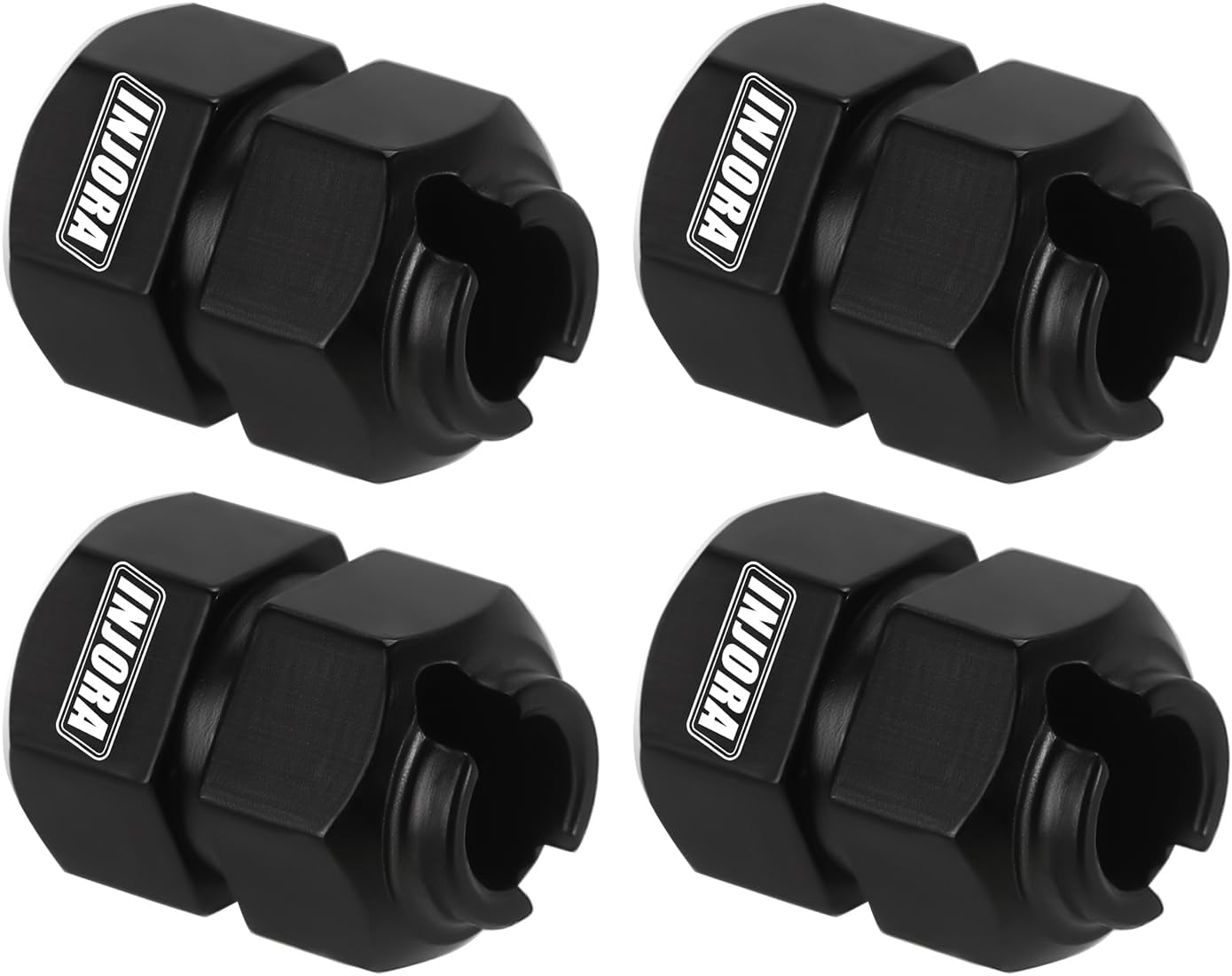 INJORA Thickness 9mm(+5mm) Black Brass Wheel Hex with Nuts for TRX4M 1/18 RC Crawler Upgrade, 11g/Total
