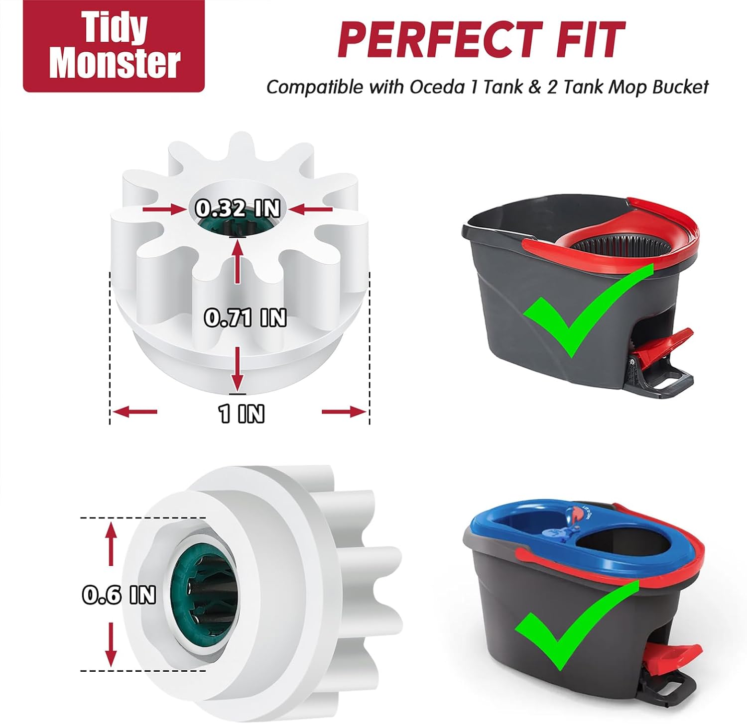 Pedal Bearing Replacement for OCedar Mop Bucket - Easy Fix for O-Cedar Easywring Bucket System. 2 Pack One Way Clutch Gear Sprockets Repair Compatible with 90% Rotation Mop Bucket on the Market. - Image 4