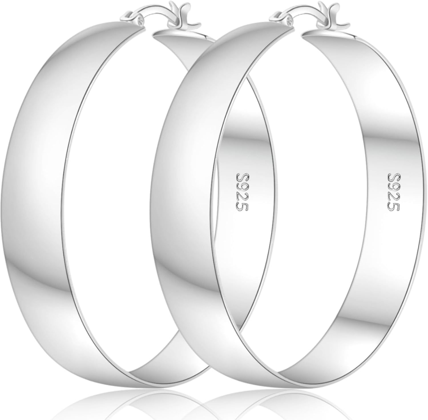 Senteria 925 Sterling Silver Hoop Earrings for Women Hypoallergenic Chunky Silver Hoop Earrings Lightweight Large Thick Silver Hoops Earrings for Women (50mm)