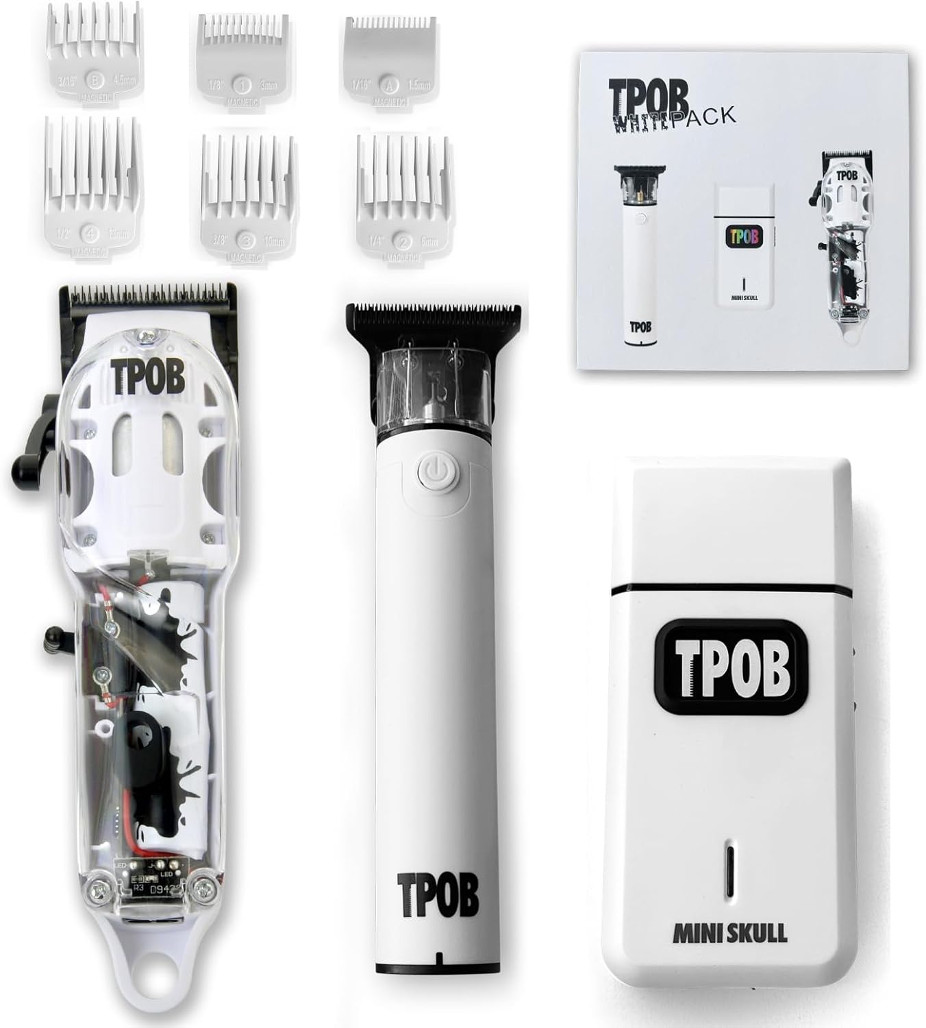 TPOB Slime 2 Barber Hair Clippers Trimmer Shaver Set for Men with Matte White Case and Fade Blade
