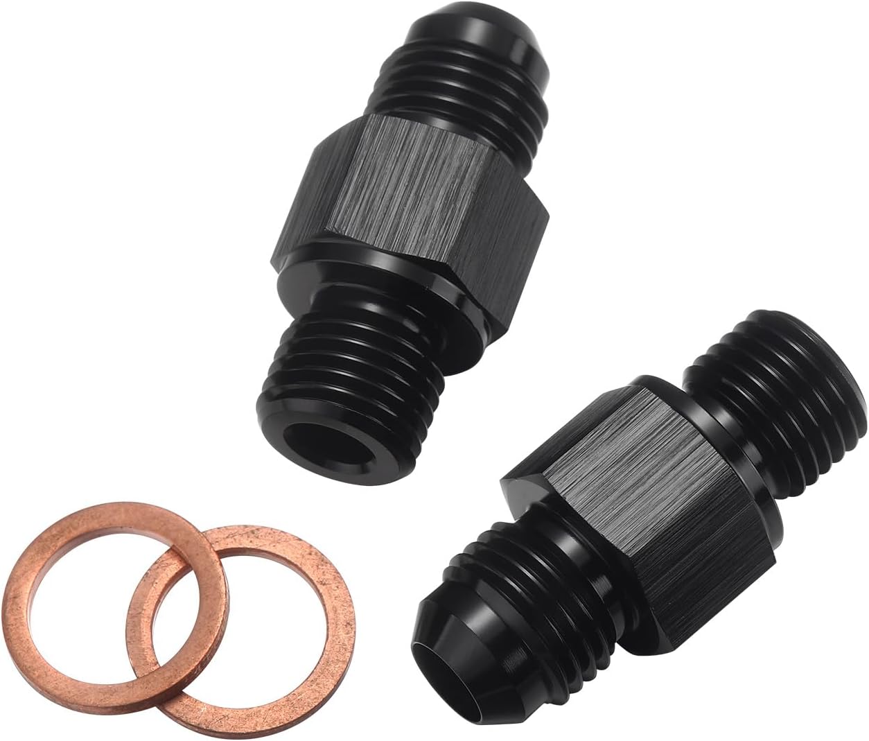 6AN Male Flare to 1/4 NPSM Transmission Cooler Adapter Fitting Aluminum Black Fits TH350 TH400 4L60E 700R4 200-4R TR6060 AOD 4R100 4R70W C5, Pack of 2 - Image 3