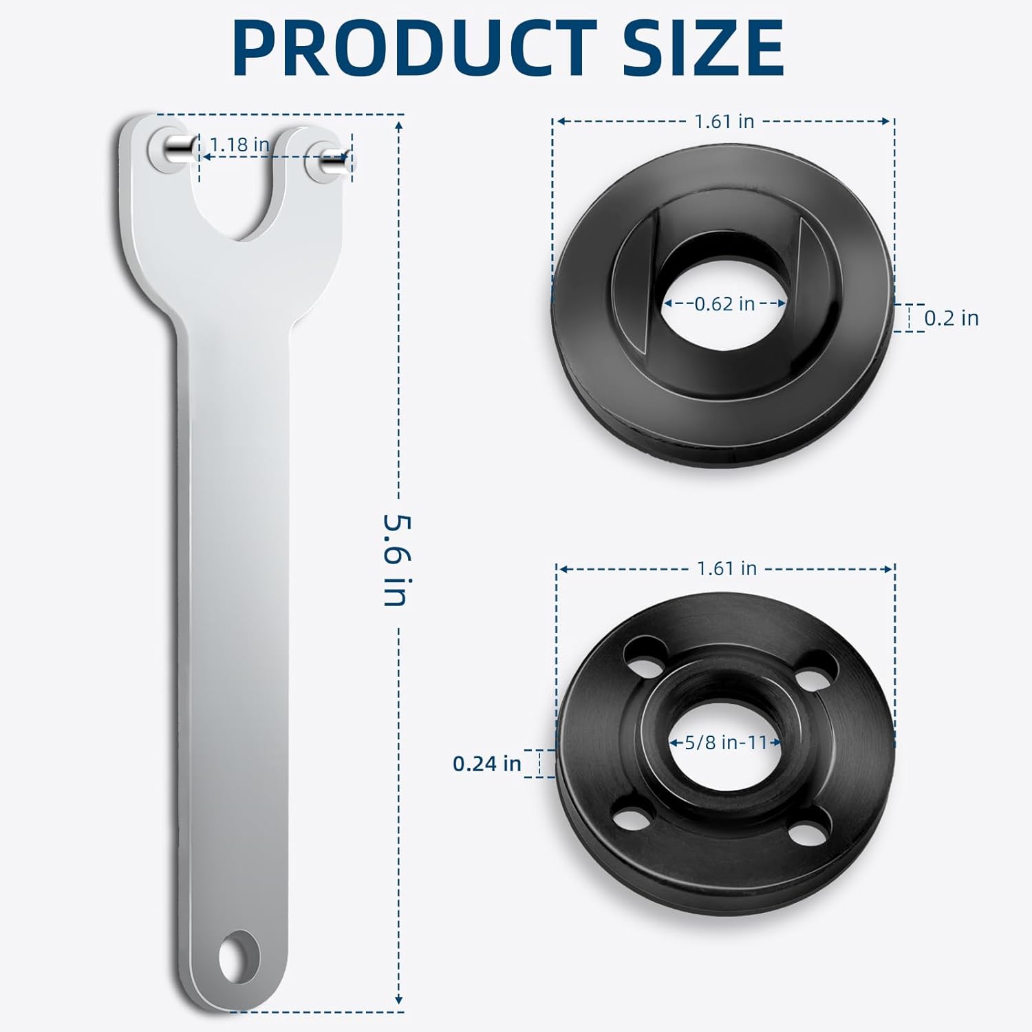 7PCS IALTMEI Angle Grinder Nut & Angle Grinder Wrench Set, Premium 5/8-11 Flange Metal Lock Nut, Compatible with Dewalt, Milwaukee, Makita1, Metabo, Bosch, Ryobi, Black Decker 4.5" 5" Grinder Parts - Image 2