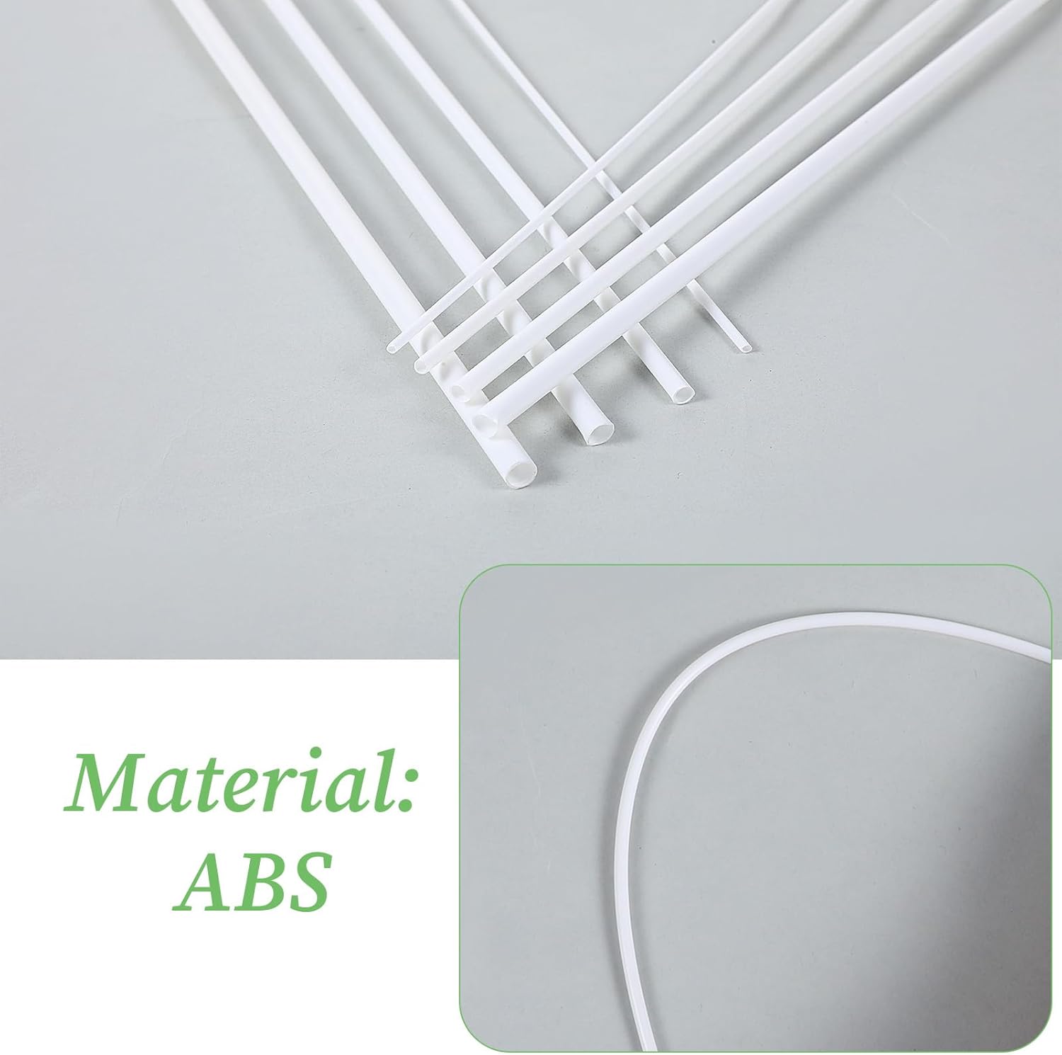 25 Pcs ABS Plastic Round Tubes 5 Sizes ABS White Bars Rod Hollow 2mm 3mm 4mm 5mm 6mm Round Tube Connector Cylinder Hollow Bar for DIY and Crafts Table Architectural Model Making(9.8 Inches Long) - Image 3