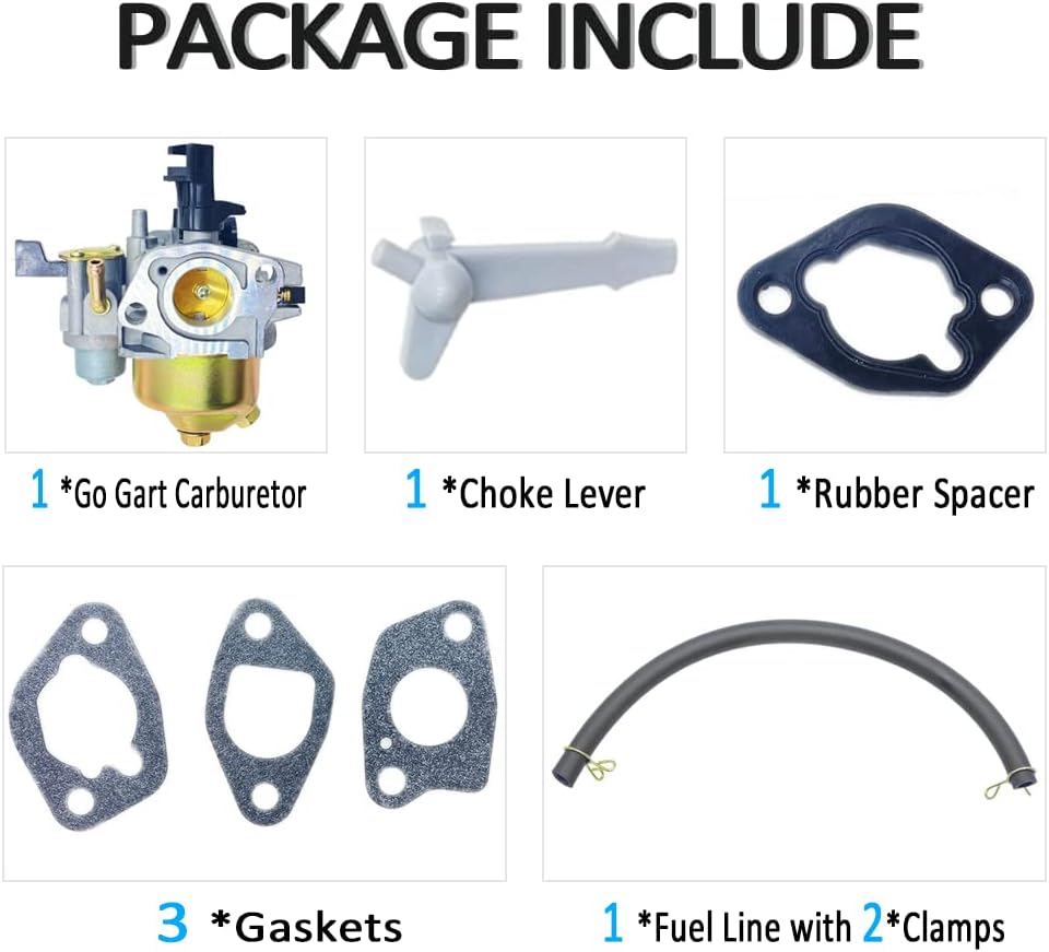 KT196 Go Kart Carburetor with Gaskets For Coleman 6.5HP 5.5HP 196cc 200GK Huayi P19 Carburetor OHV Engine Go Kart Carb - Image 3