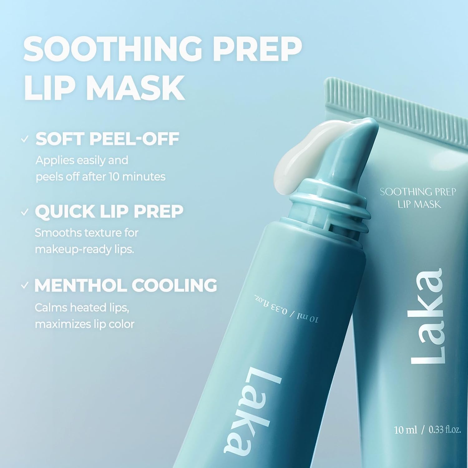 Laka Soothing Prep Lip Mask, Cooling Peel Off Korean Lip Mask, Gentle Exfoliator for Lips, Hygienic & Easy Application, Daily Lip Care, K-Beauty, 0.33 fl.oz - Image 5