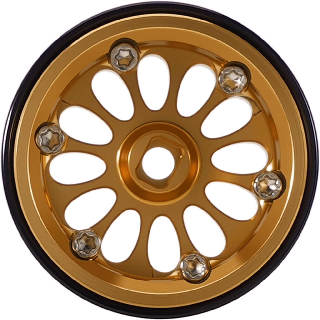 INJORA D19 Ripple 0.7" Aluminum Beadlock Wheel for 1/30 Axial SCX30, Gold(W7005) - Image 5