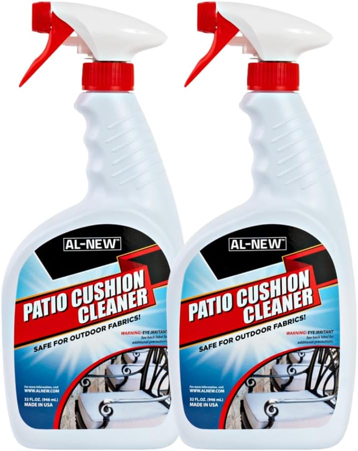AL-NEW Patio Cushion Cleaner | Safe For Use On Outdoor Fabrics Such As Patio Cushions, Awnings, Furniture Covers, and more (32 Ounce) Pack of 2