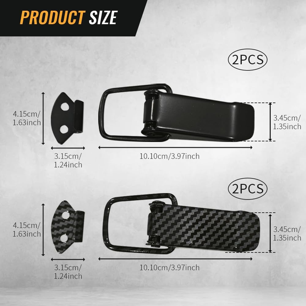 4PCS Car Bumper Clip Hasp, Bumper Holder Clips, Durable Carbon Fiber Auto Bumper Security Hook Lock Clips, Car Front Rear Bumper Fastener Kit Fit for Car Trunk (Black+Carbon Fiber, Large) - Image 2