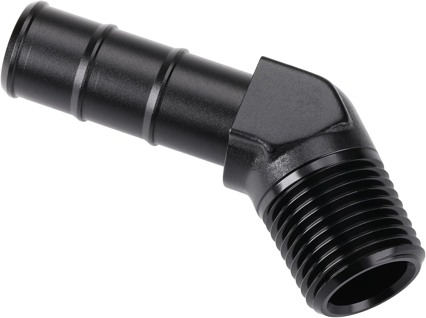 1/2 NPT Male to 5/8 Hose Barb Fitting Adapter 45 Degree Aluminum Black - Image 4