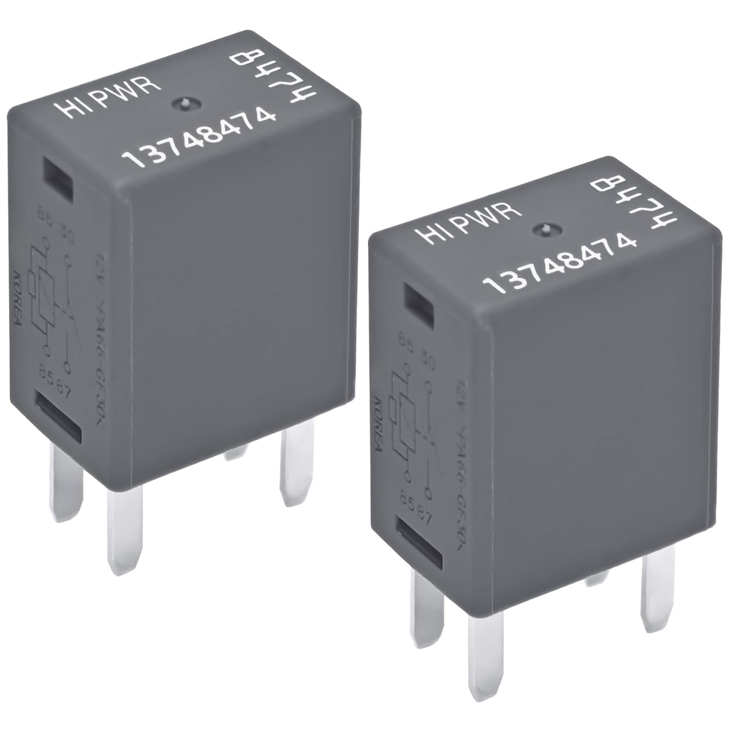 Automotive Relay 13748474 8474 (Pack of 2) - 12V 4-Pin SPDT Automotive Relay - Replace 68083380AA 12088567