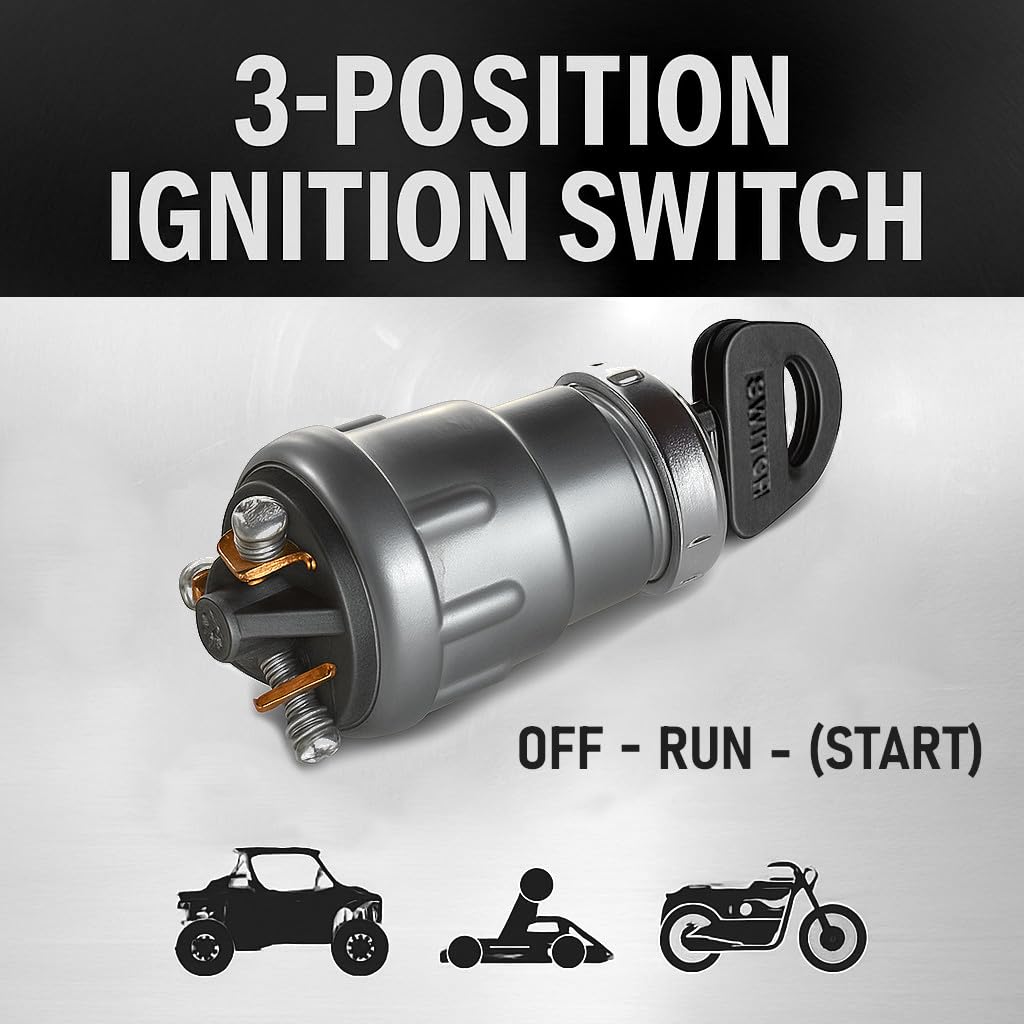 MGI SpeedWare 3-Wire Universal Ignition Key Switch for Cars, Buggies, Mowers and Go Karts, Off/On/(Start) - Image 2