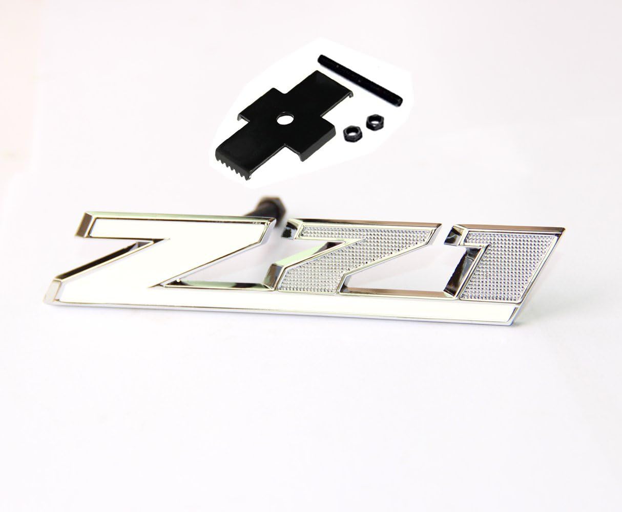 Yoaoo 1x White Grill Z71 Emblem Badge Compatible with Silverado 1500 2500Hd Sierra Tahoe Suburban 3D Chrome