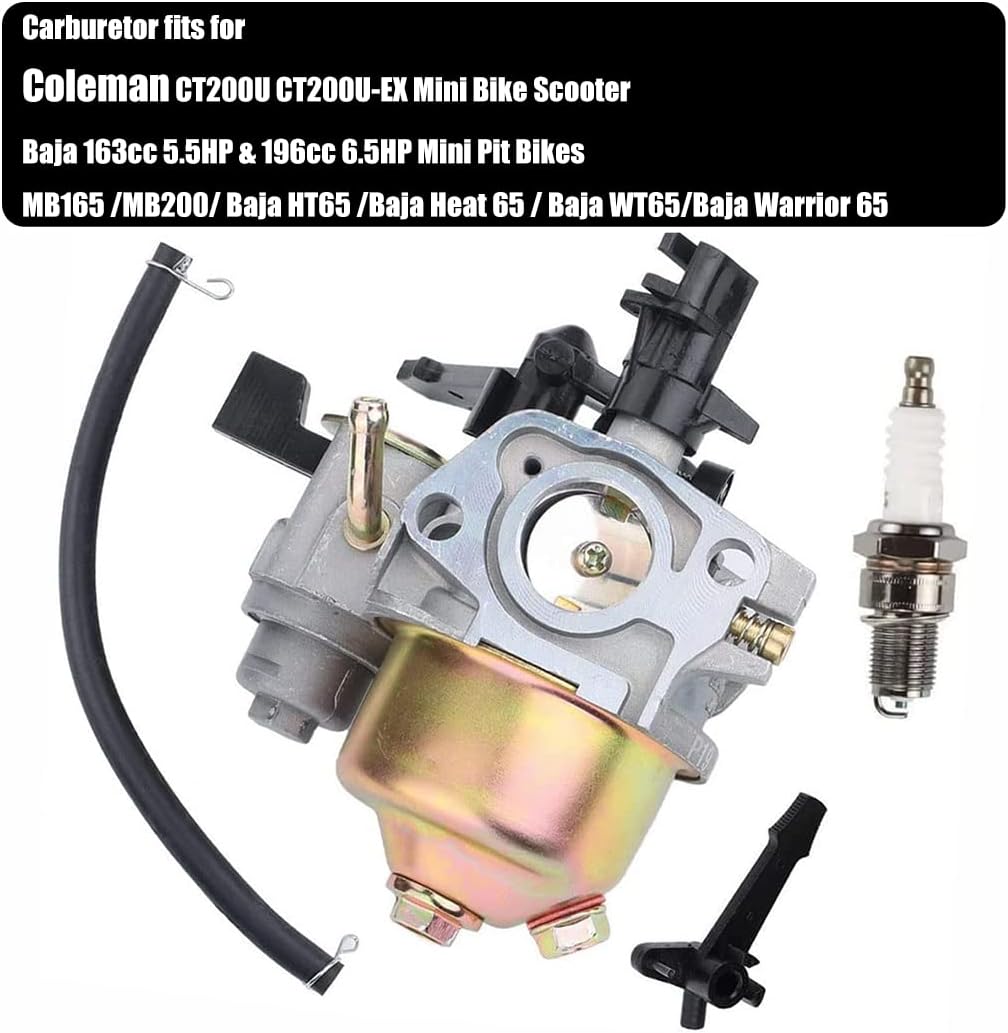 Carburetor Compatible with Coleman Powersports 196cc CT200U CT200U-EX Trail 200 Mini Bike Baja HT65 WR65 Carb with Gaskets Fuel Line Filter - Image 2