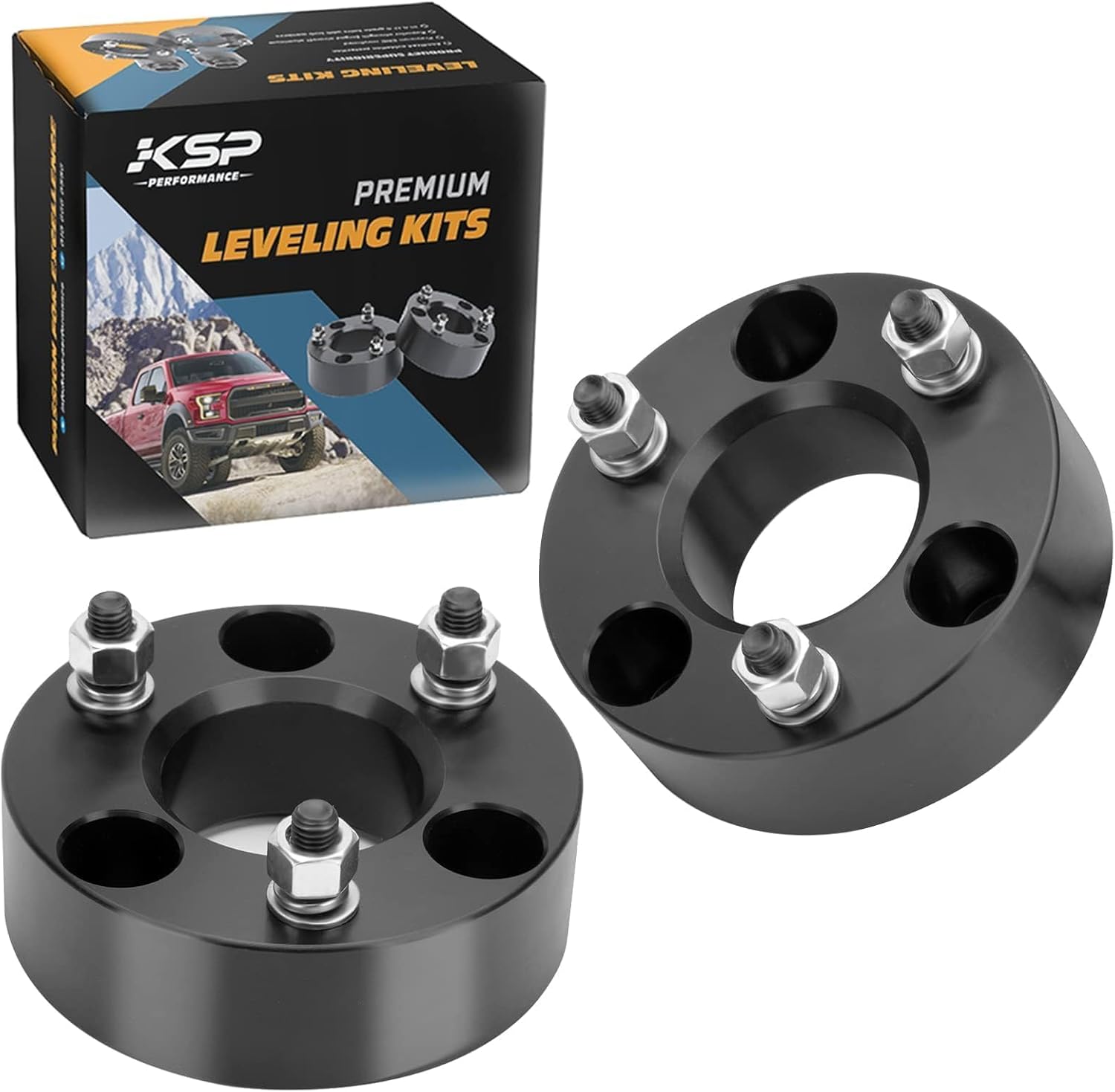 KSP 2.5" Leveling Kits for Ram 1500 2009-2026, 2pcs Front Lift Spacer Raise 2.5in Height for the Truck Chassis Frame, 2.5 Inch Aluminum CNC Strut Spacers fit Dodge Dakota 2005-2011, Raider 2006-2009