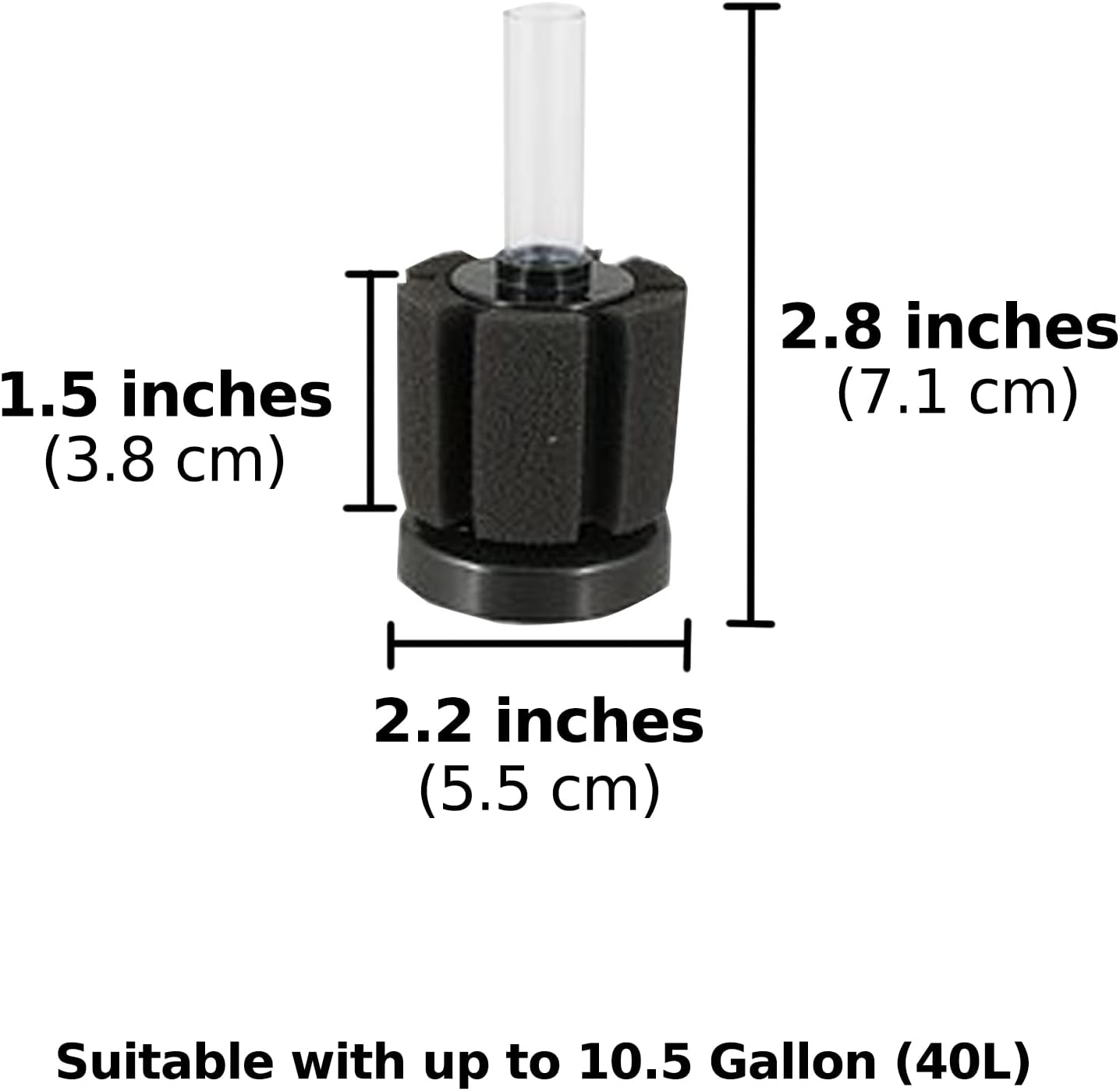 SunGrow 10-Gallon Betta Sponge Filter, Underwater Center Aquarium Filter, Attach it to Air Pump (Not Included) to Run, Works for Tropical Fish & Breeder Aquarium, Perfect for Fry & Small Fish - Image 5