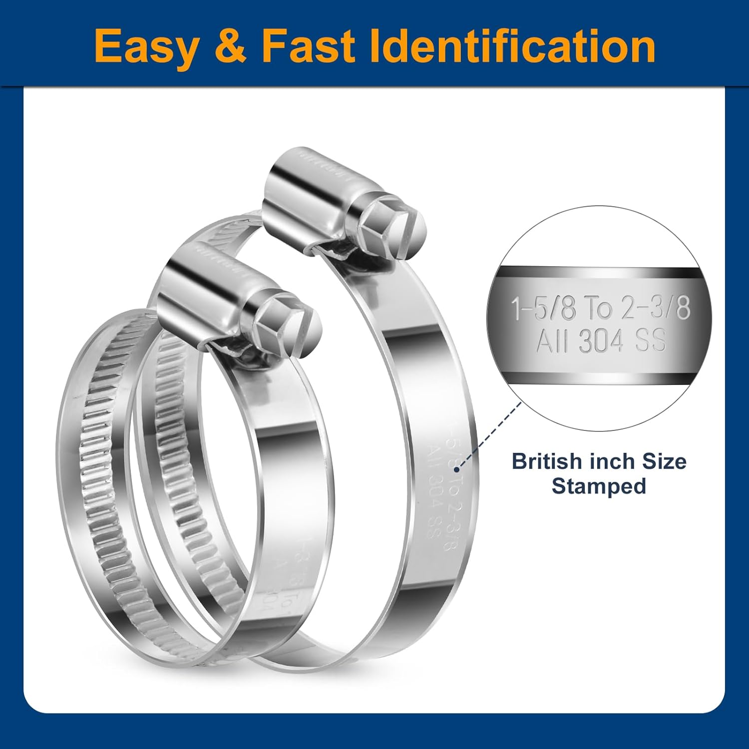 Non-Stripping Worm Gear Hose Clamp Mini Size#4, 5/16 to 1/2 inch Adjustable Stainless Steel Hose Clamps for 3/16 1/4"id Fuel Line,Rolled Band Edge Protection,20Pack - Image 6
