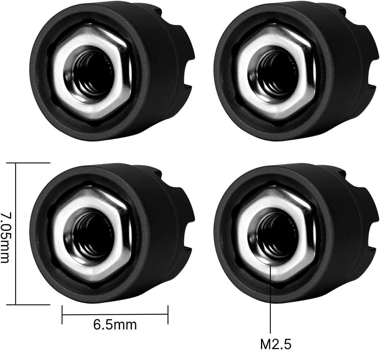 INJORA M2.5 Wheel Lock Nuts with Aluminum Cap for 1/18 RC Crawlers Upgrade(Black) - Image 5
