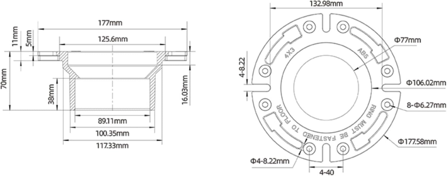 SEAFLO Universal Replacement RV Toilet 3" Floor Flange White - Image 4