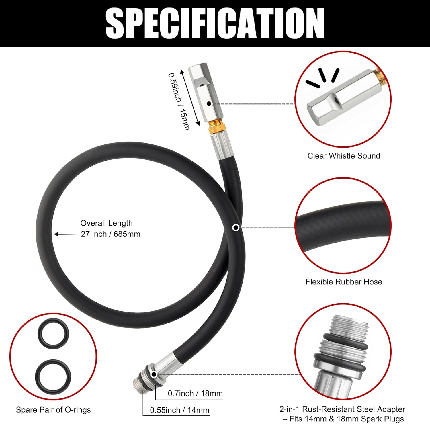 Top Dead Center Tool 8016MRG TDC Whistle – Universal Top Dead Center Indicator with 14mm/18mm Spark Plug Ports – Top Dead Center Whistle for Distributor Installation, Timing & Valve Adjustment - Image 4