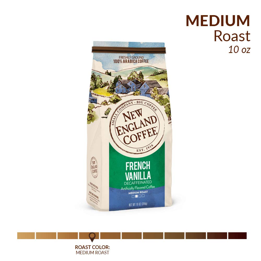 New England Coffee French Vanilla Decaffeinated Medium Roast Ground Coffee, 10oz Bag (Pack of 1) - Image 3