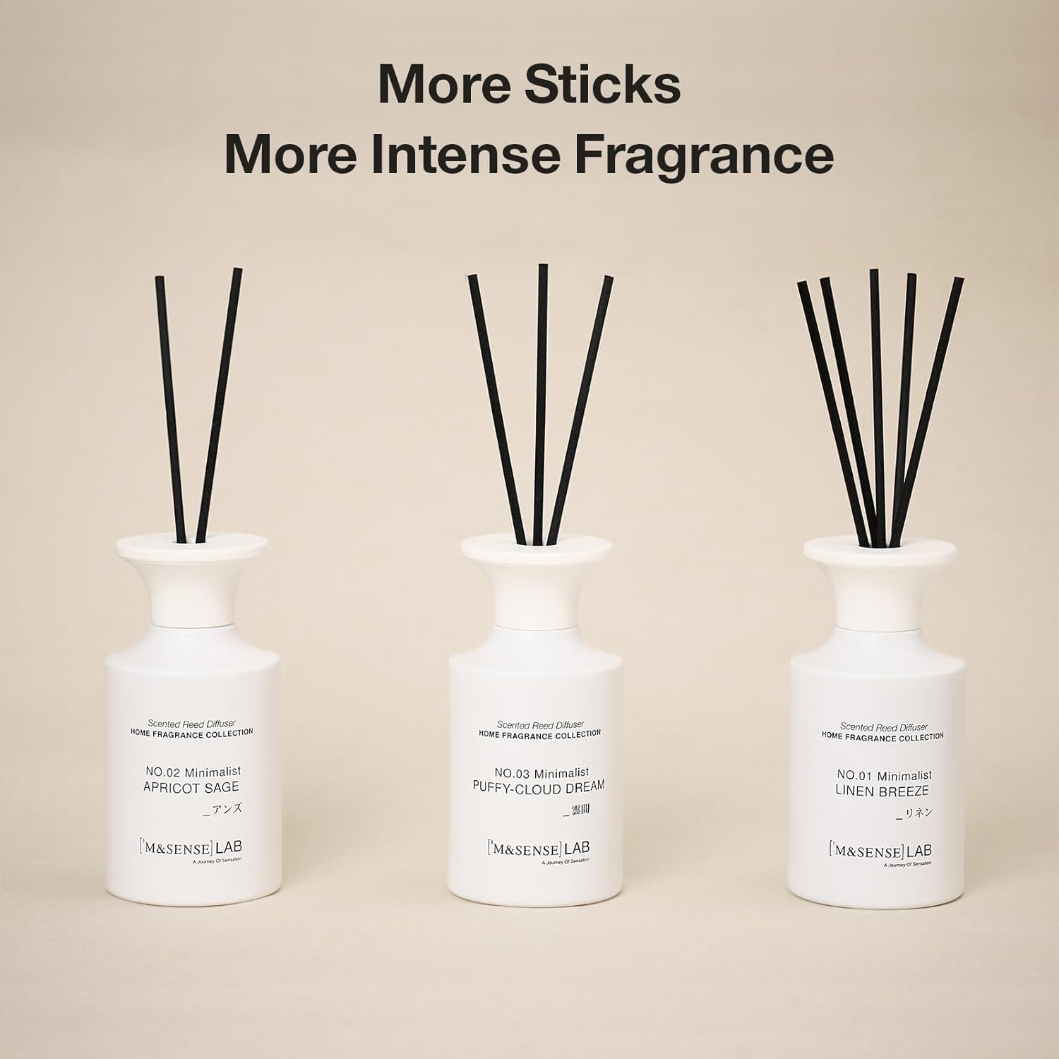 M&SENSE Minimalist Large Reed Diffuser 300ml, Apricot Sage Scented with Natural Essential Oils, Long Lasting with 7 Sticks, Non-Toxic Home Fragrance for Bedroom, Bathroom Decor - Image 8