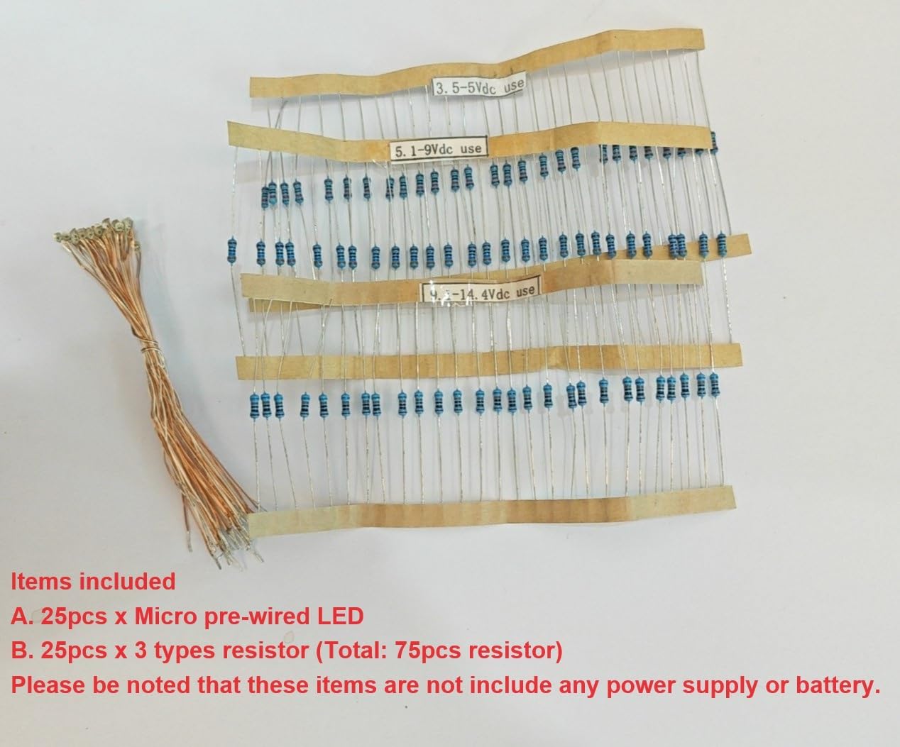 25pcs Pre-soldered Micro pico Litz Wired Leads Blue SMD Led 0603 + Muti-Resistor - Image 7