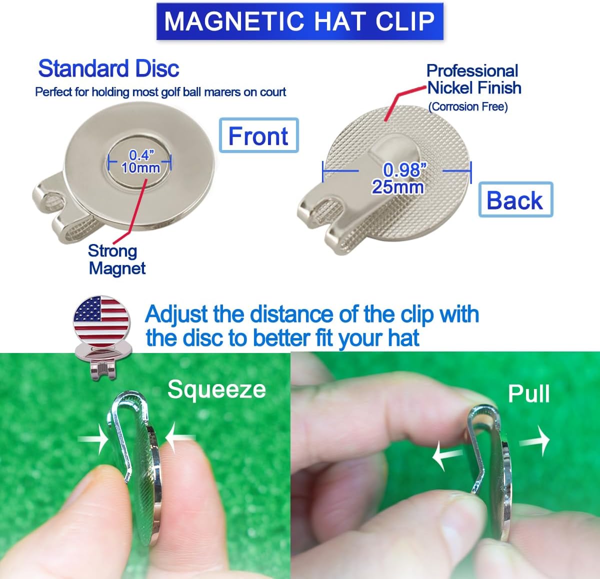 6 Pcs Golf Ball Markers with Magnetic Hat Clips Value Sets - Soft Enamel Technique for Men Women Golfer, Removable Attaches Easily to Golf Cap Premium Gifts. - Image 3