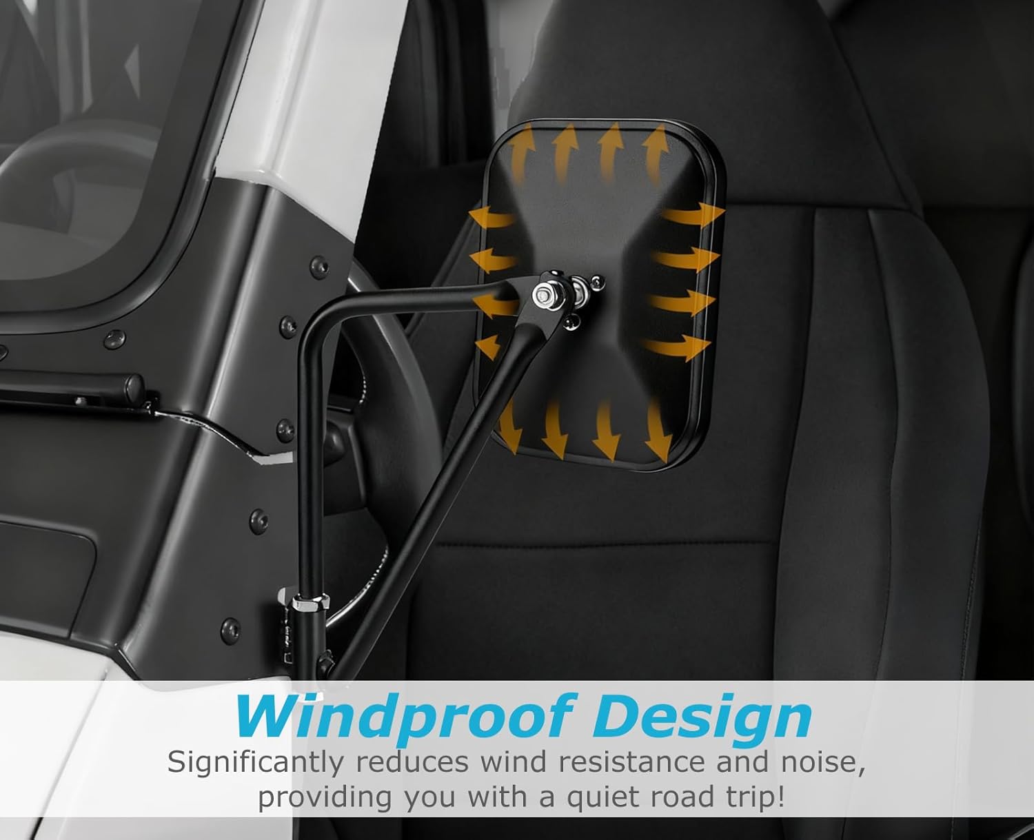 Liberrway Mirrors Doors Off Compatible with Wrangler YJ TJ JK JL Gladiator JT 1987-2025, Door Hinge Side Mirror, Doorless Mirror for Wrangler Off-Road Driving - 2 Pack - Image 5