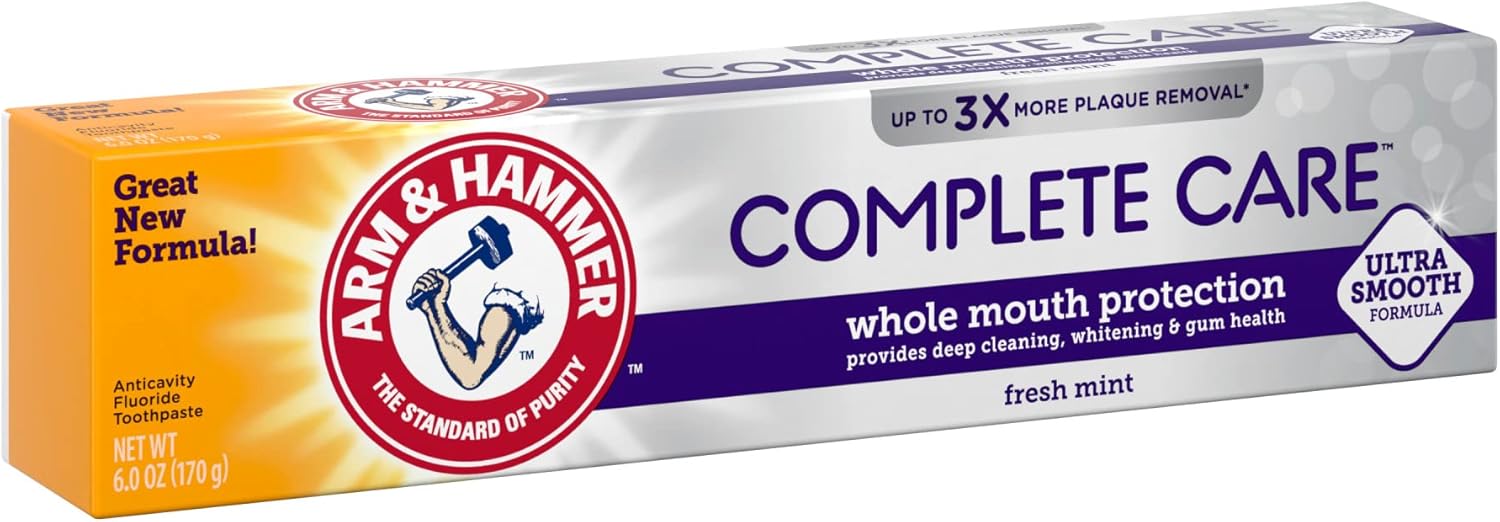 ARM & HAMMER Complete Care Toothpaste, Teeth Whitening Toothpaste, Fluoride, Whole Mouth Protection, Fresh Mint Flavor, 6.0 oz (Pack of 1) - Image 10