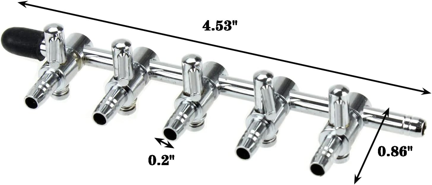 AQUANEAT Aquarium Air pump Splitter,Fish Tank Air Valve, Metal Stainless Steel Control for Pump Accessories(Large 5 Way) - Image 2