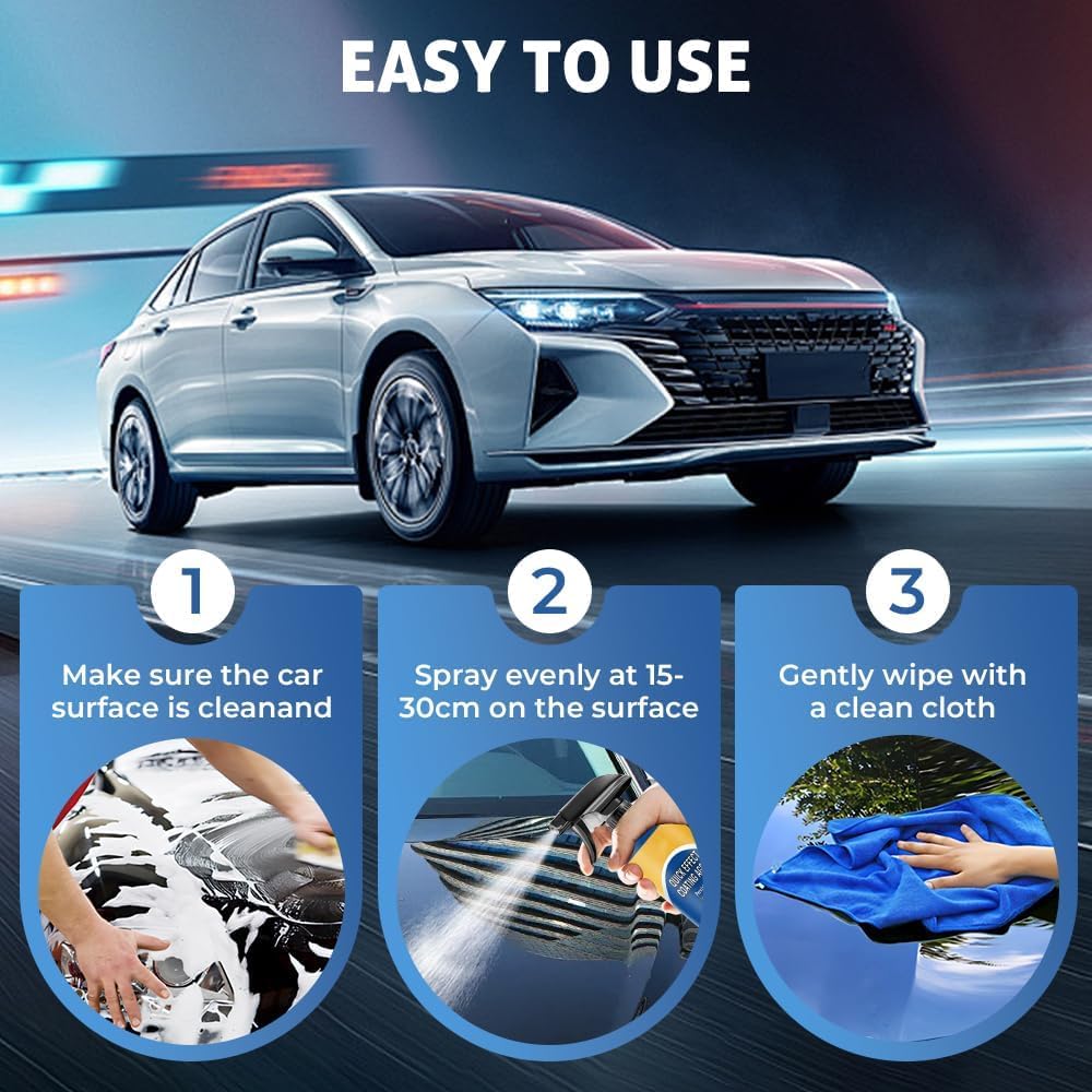 Quick Effect Car Coating Spray 2 Pack, Waterless Wash Polish, Paint Protection and Glass Cleaner - Image 4