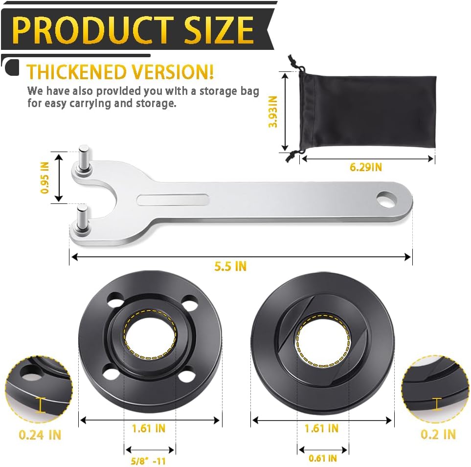 7PCS Angle Grinder Nut Angle Grinder Flange Wrench, Premium Flange Metal Lock Nut with Storage Bag, Compatible with Milwaukee Makita Metabo Dewalt Bosch Ryobi Decker 4.5" 5" 5/8-11 Replacement Part - Image 2