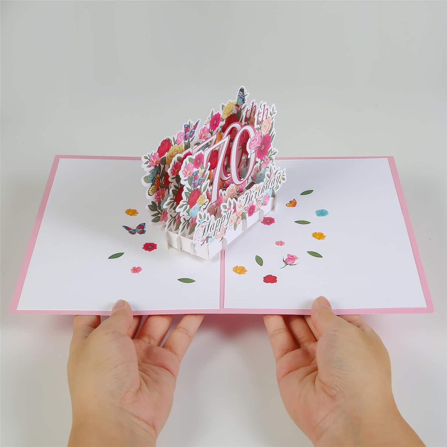 70th Birthday Pop Up Card, Happy 70th Birthday Card for Her, Women, Wife, 70th Birthdays Gift for Sister, Mom, Friend, Pop Up Birthday's Greeting Card with Blank Note and Envelope, 6" x 8" - Image 6