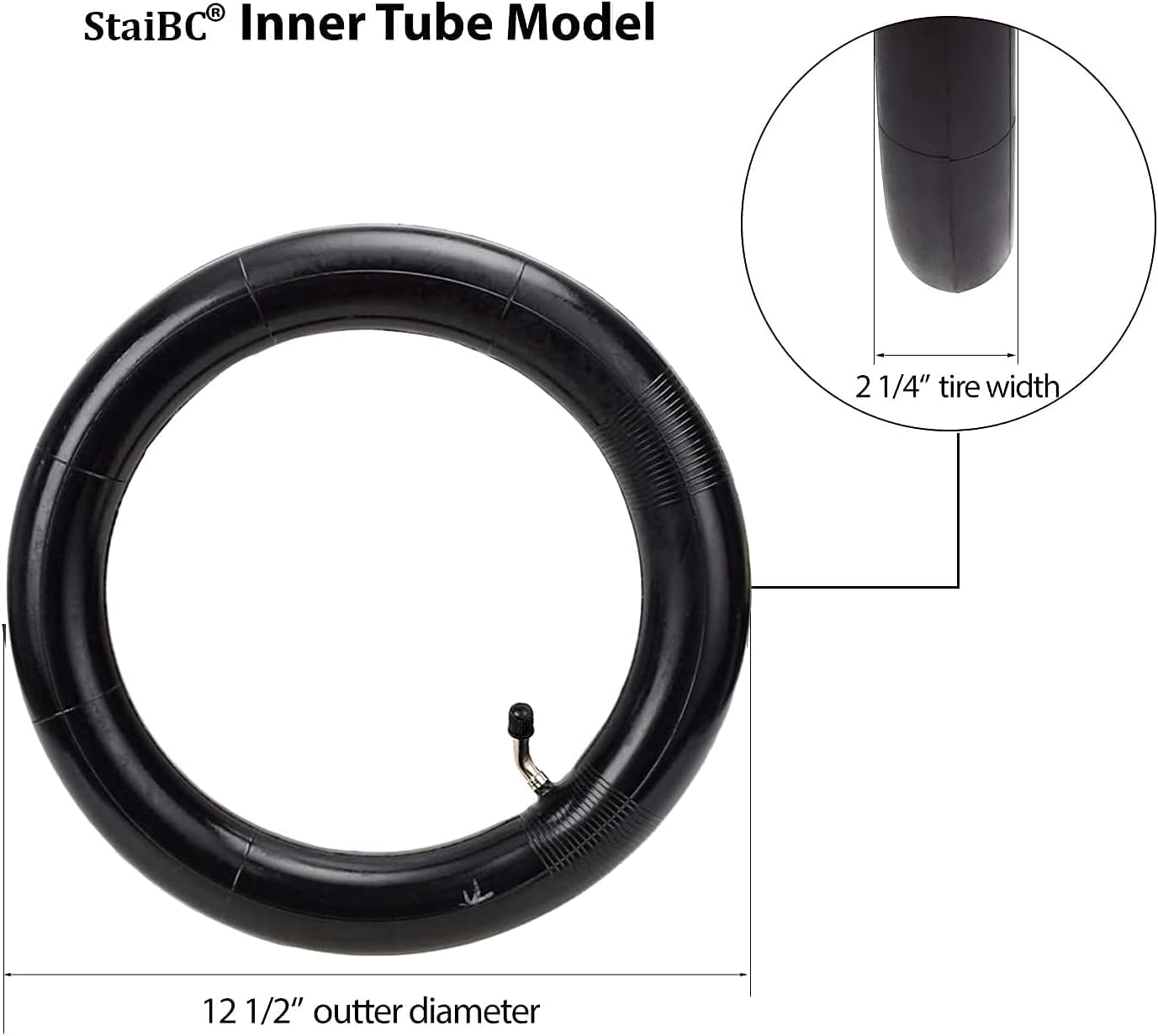 2-Pack 12.5 x 2.25 Scooter Tire Tubes 12 1/2 x2 1/4 CR202L-A60 Angled Valve Stem Heavy Duty 12" Bike Tubes Compatible with Most 12.5 X 1.75/2.25" 12 1/2 x2 1/4 Kid Bike Tubes/Scooter Inner Tubes - Image 4